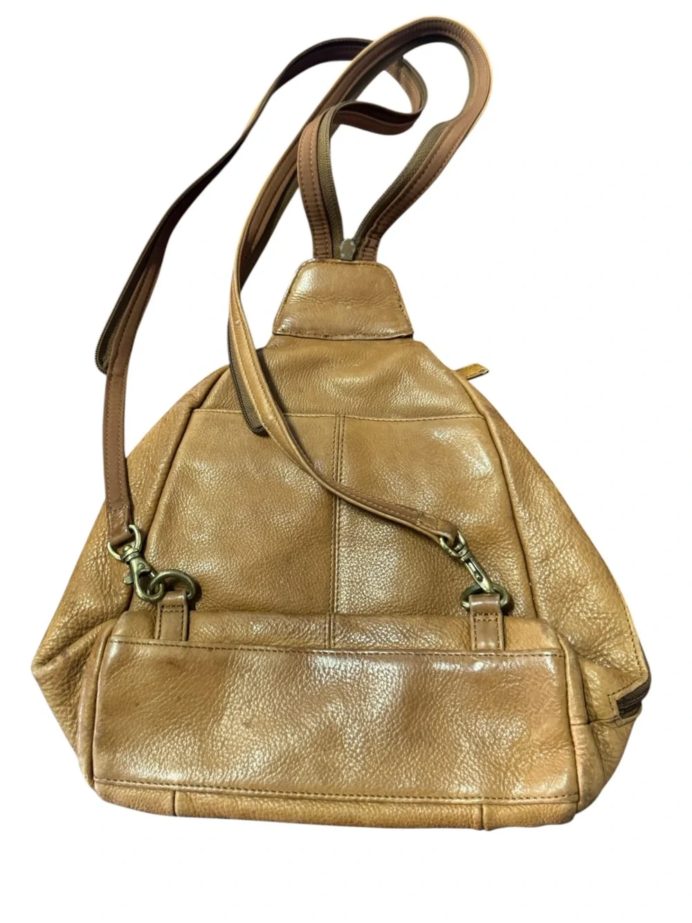 Vintage Nine West Beige Tan Leather Crossbody Shoulder Bag Backpack Combo